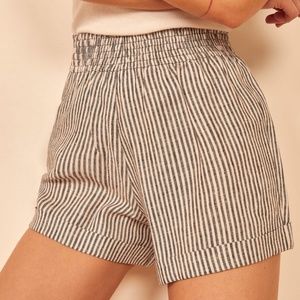 Reformation High-Rise Stripped Nashville Linen Short